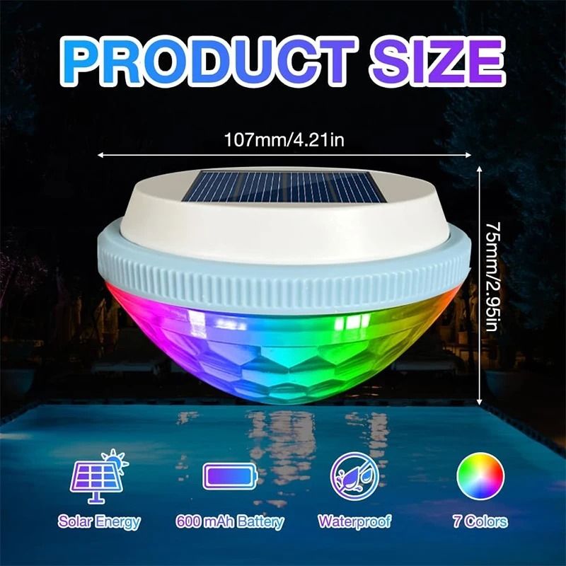 Floating Solar Pool Light And RGB Underwater Pond Decoration 1