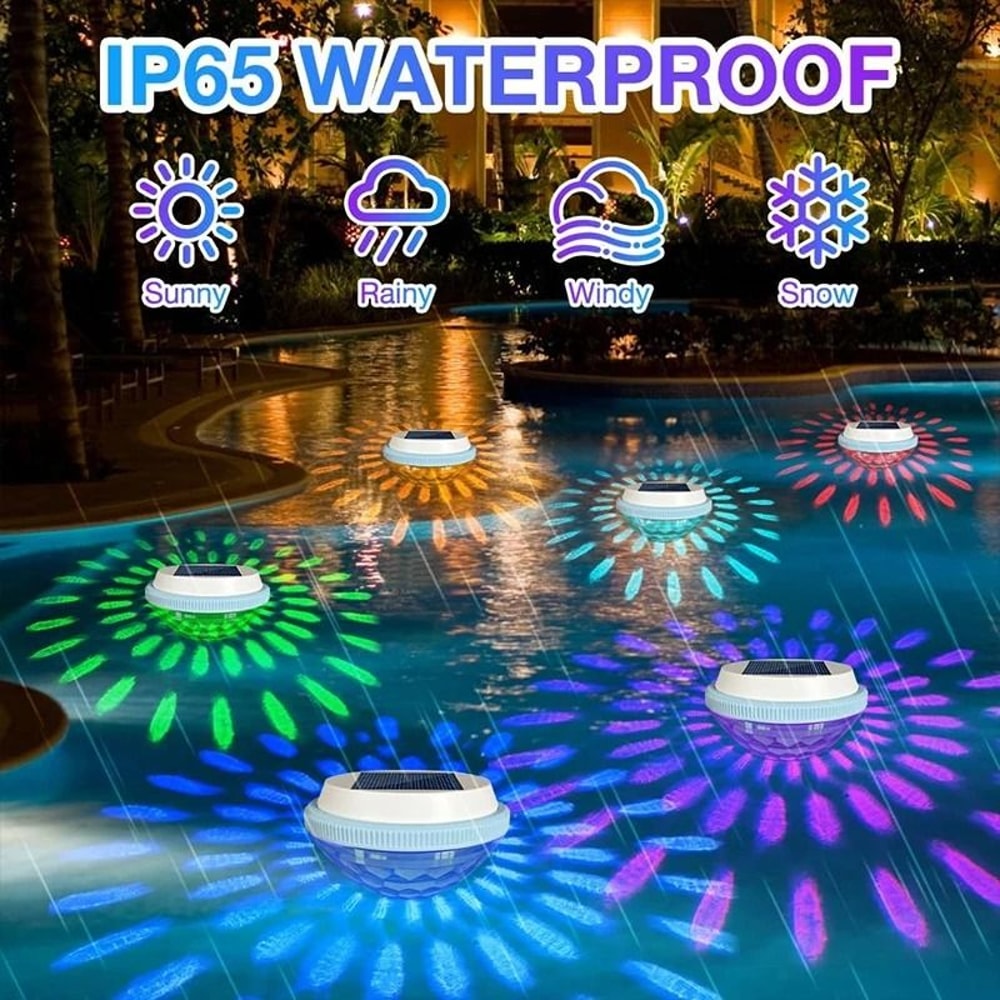 Floating Solar Pool Light And RGB Underwater Pond Decoration 4