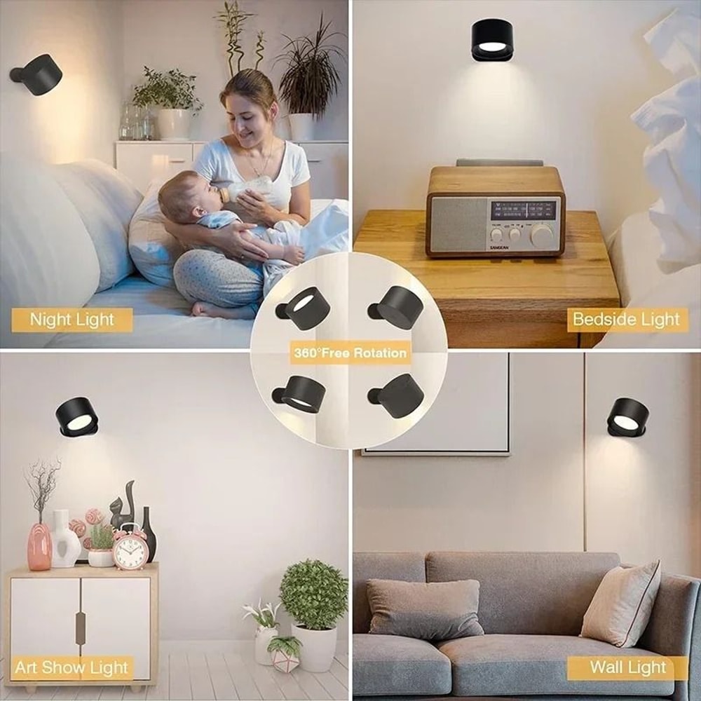 LED Smart Wall Lamp 360 Rotatable Magnetic Wireless Light 4
