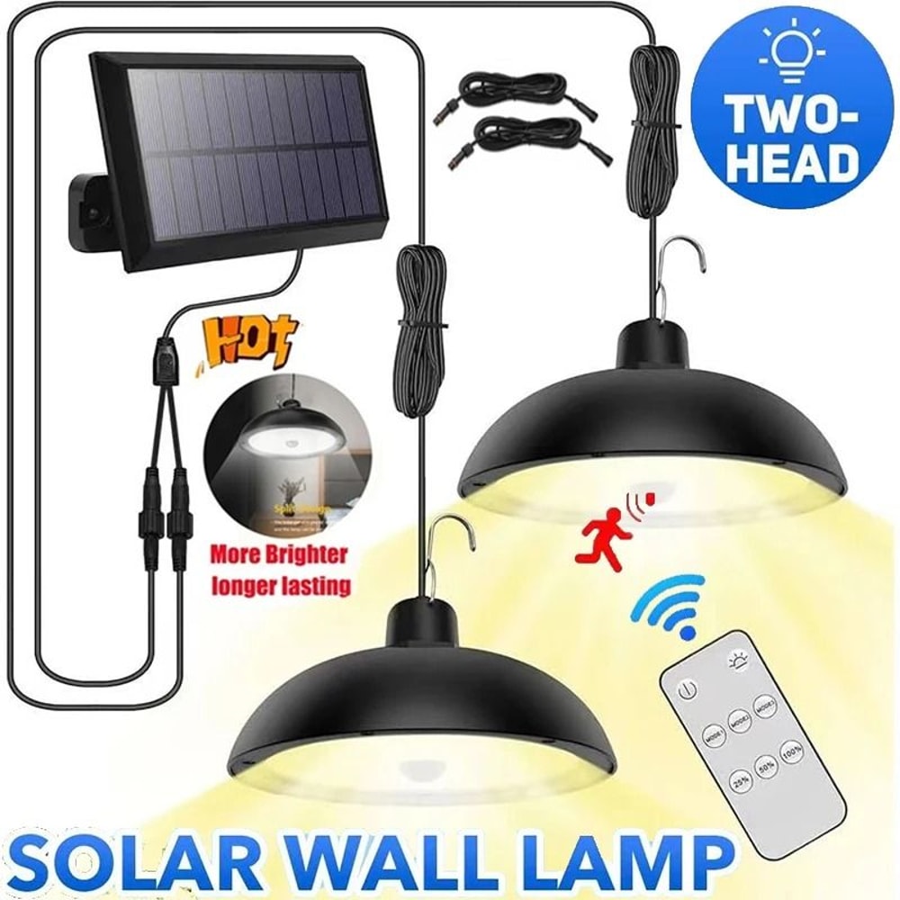 Solar Pendant Light With Remote Control Outdoor LED Chandelier 0