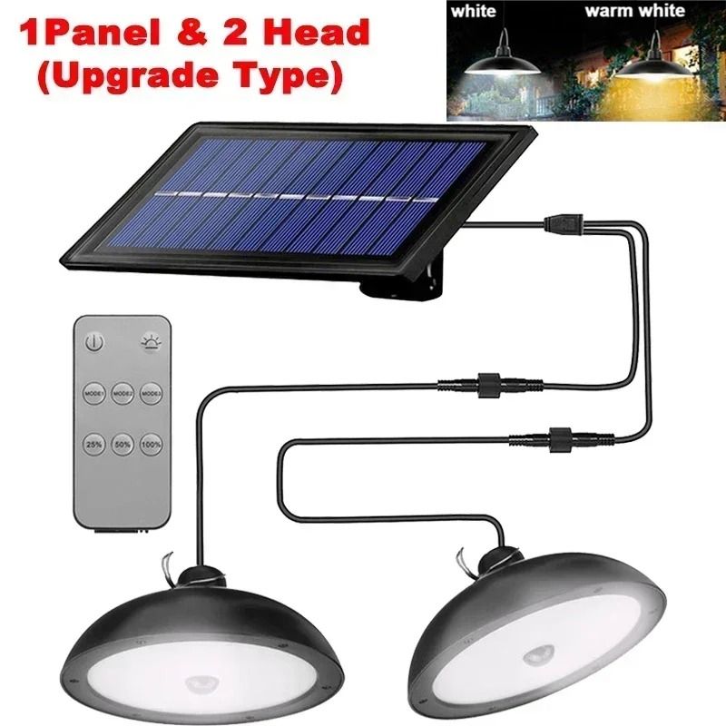 Solar Pendant Light With Remote Control Outdoor LED Chandelier 10