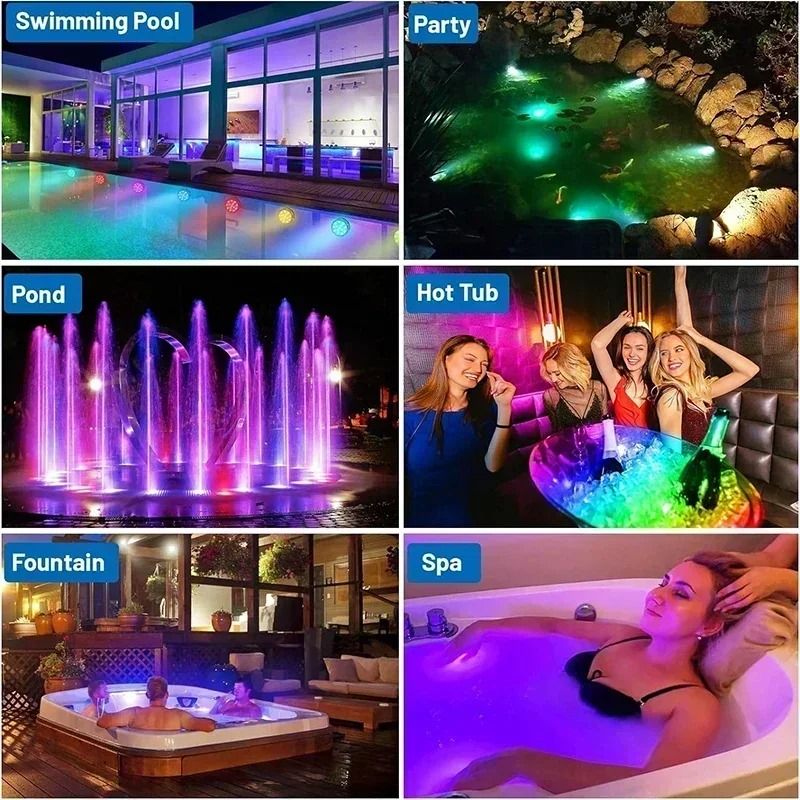 16 Colors Remote Control LED Submersible Light 5