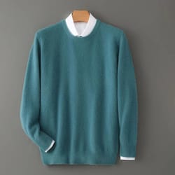 mens pure mink cashmere sweater o neck knit pullover for autumn and winter