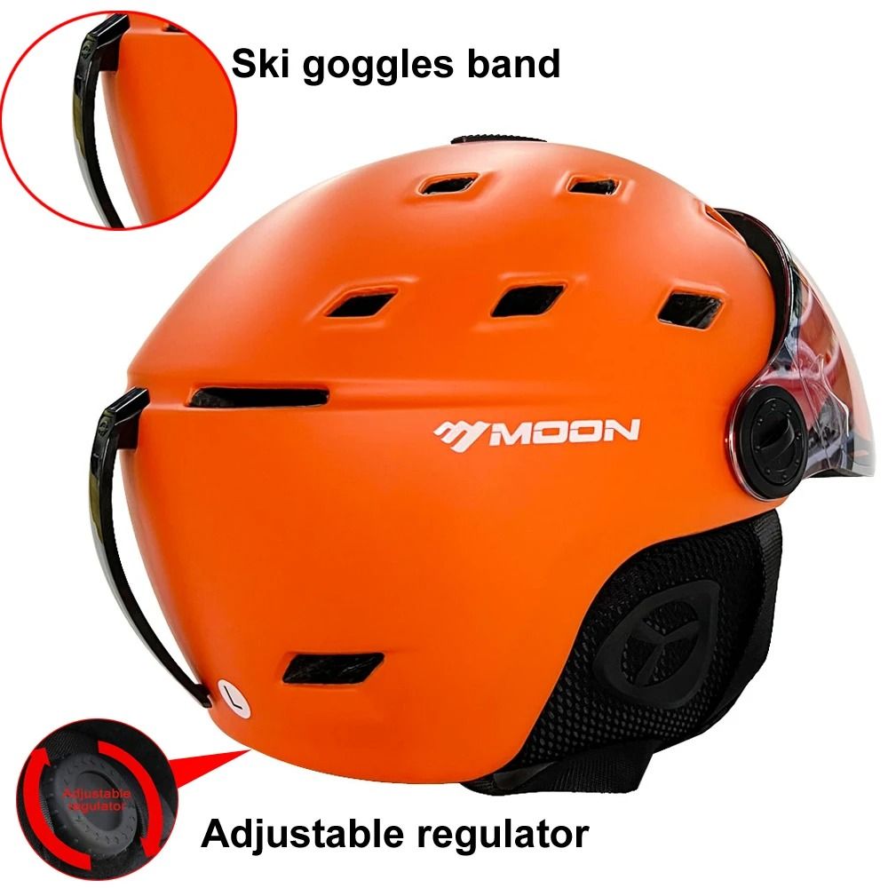 Integrally Molded PC EPS Skiing Helmet With BuiltIn Goggles 3