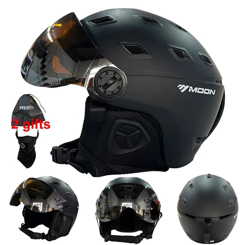 Integrally Molded PC EPS High Quality Ski Helmet With Goggles 7
