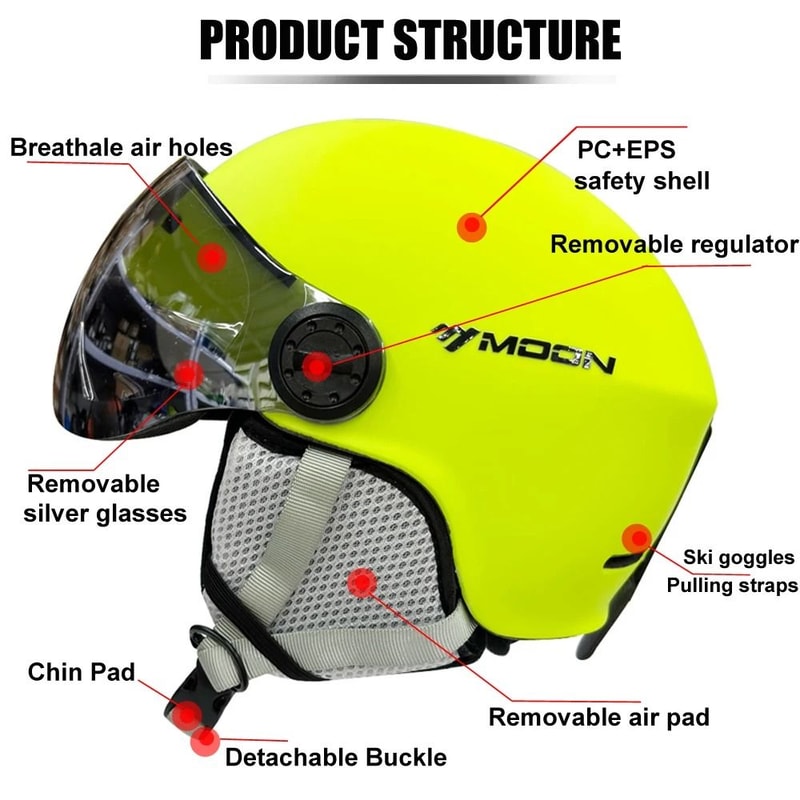 Professional Integrally Molded Snow Safety Helmet With Performance Goggles 2