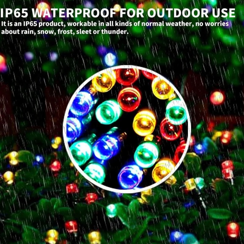 Solar Outdoor Christmas Lights Waterproof Garden String Lights 8