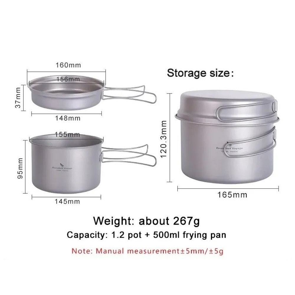 Professional Ultralight Titanium Pot And Pan Set 1