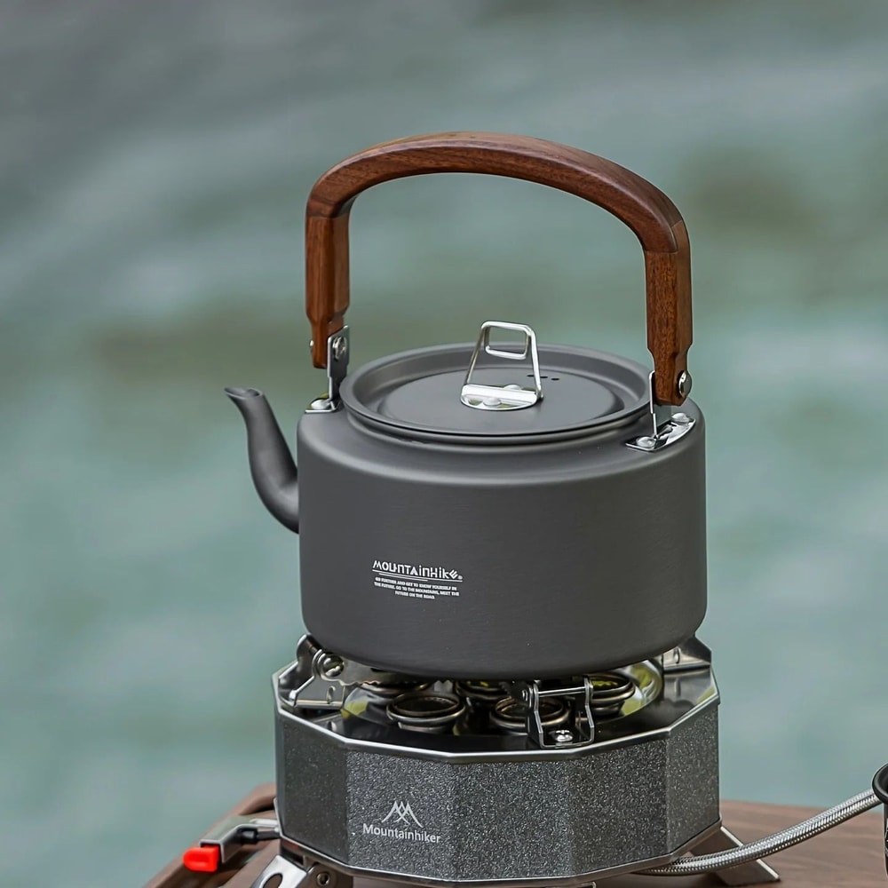 Aluminum Alloy Camping Tea Kettle With Wooden Handle 0
