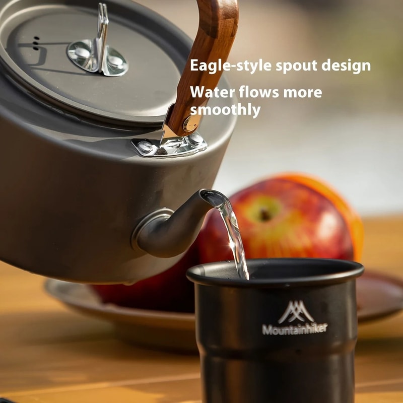 Aluminum Alloy Camping Tea Kettle With Wooden Handle 3