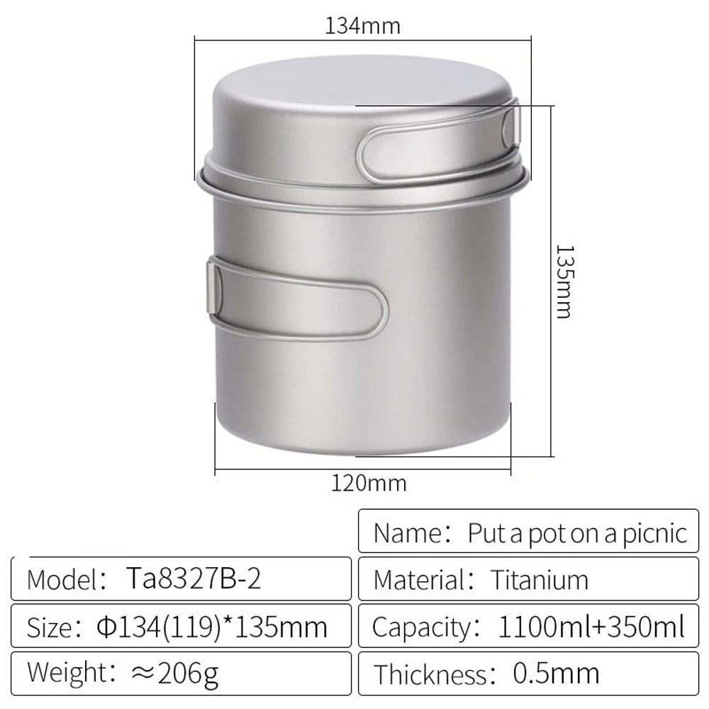 Professional Ultralight Titanium MultiSize Nesting Cookware System 9