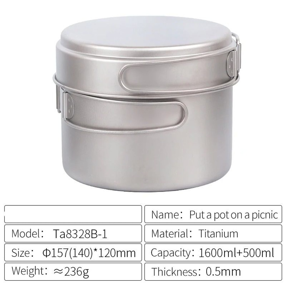 Professional Ultralight Titanium MultiSize Nesting Cookware System 10