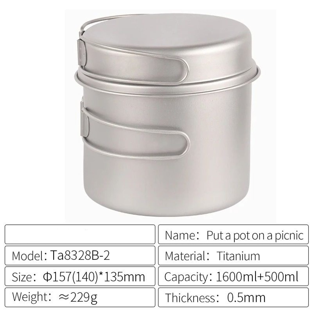 Professional Ultralight Titanium MultiSize Nesting Cookware System 11