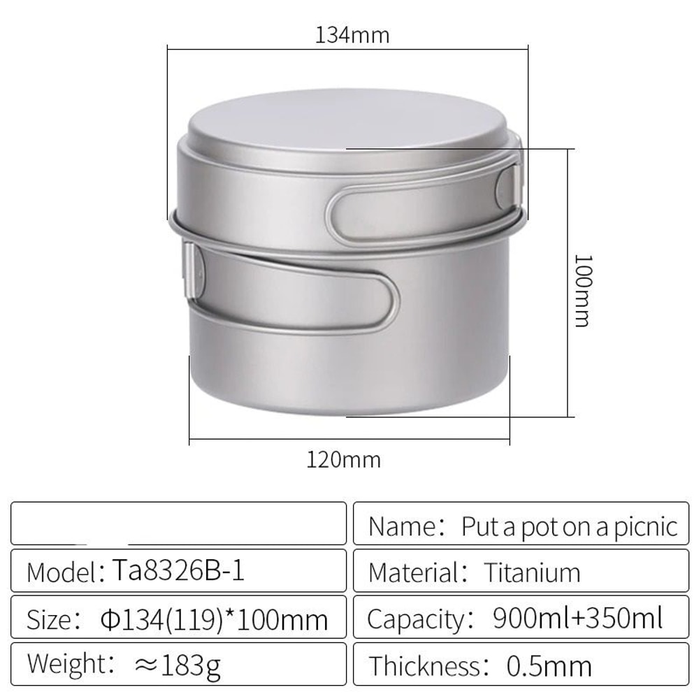 Professional Ultralight Titanium MultiSize Nesting Cookware System 7