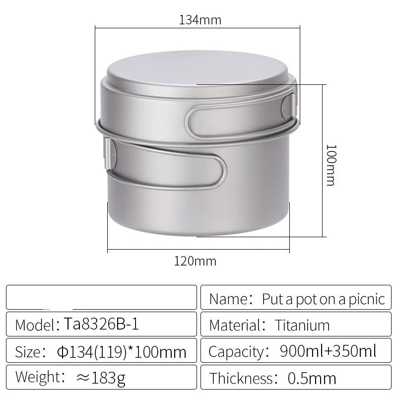 Professional Ultralight Titanium MultiSize Nesting Cookware System 7