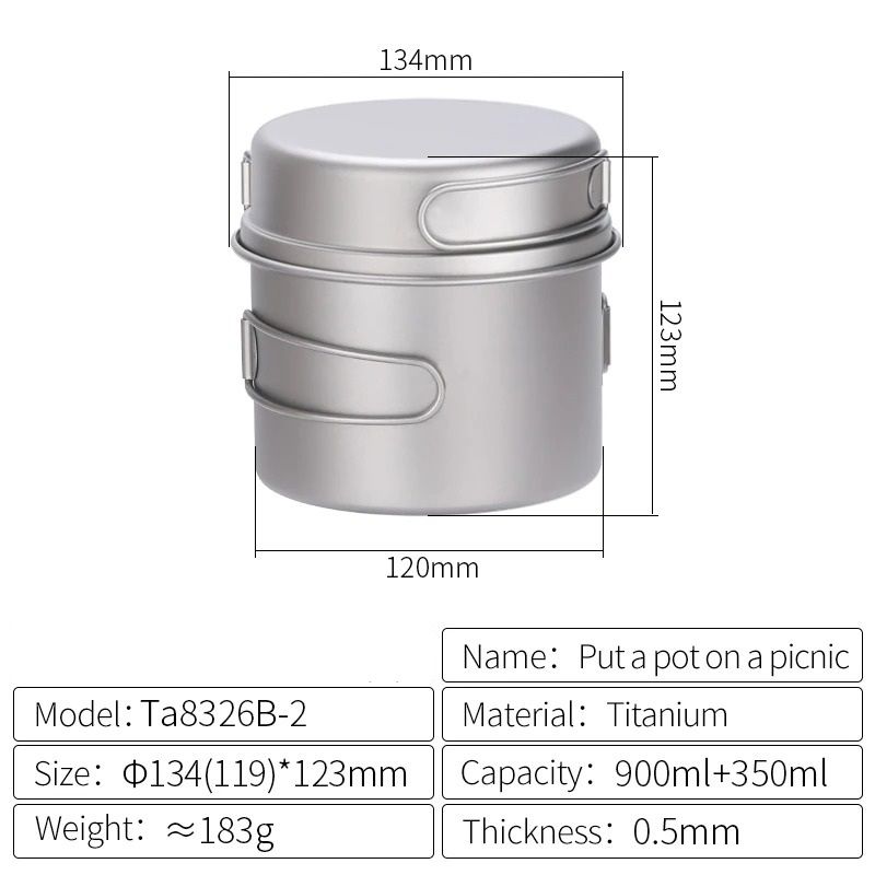 Professional Ultralight Titanium MultiSize Nesting Cookware System 8