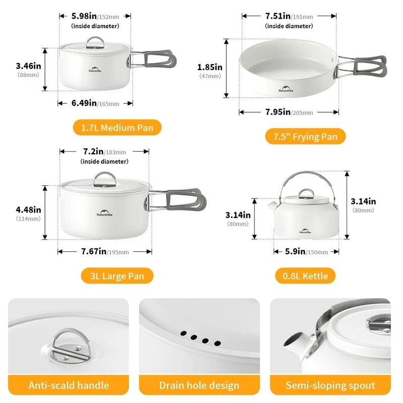 Ceramic NonStick Lightweight Camping Cookware Set 4