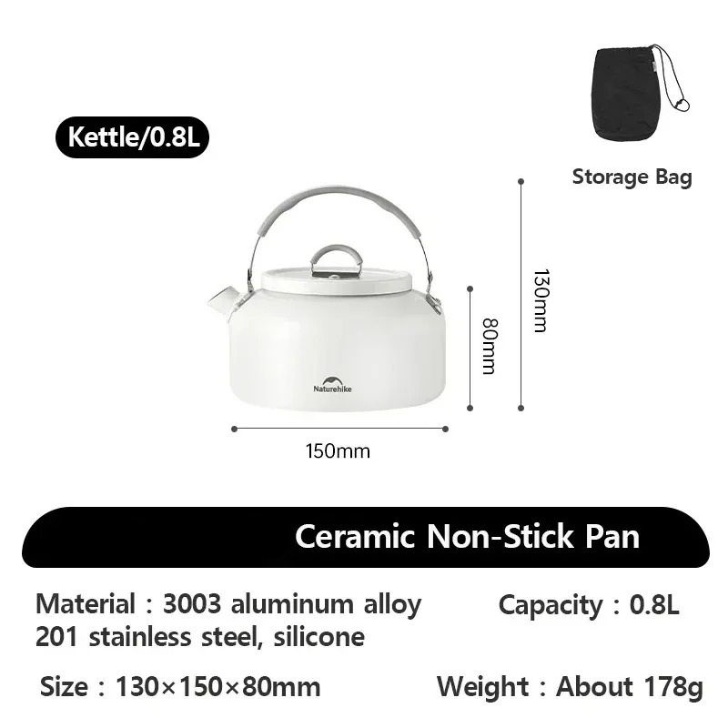 Ceramic NonStick Lightweight Camping Cookware Set 6