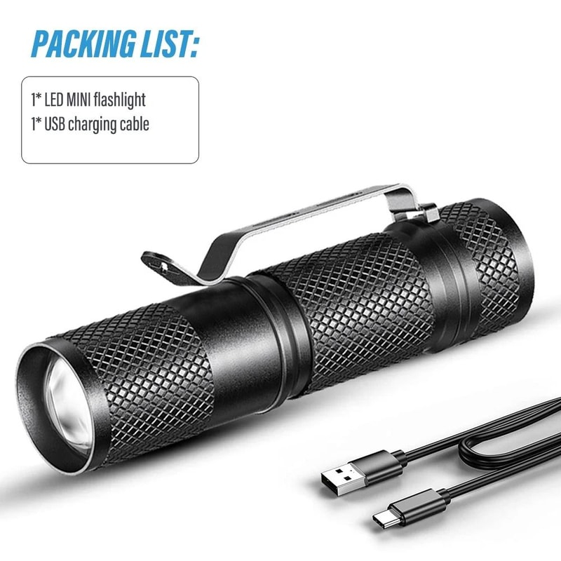 UltraBright LED Tactical Mini Flashlight USB Rechargeable Portable Torch 6