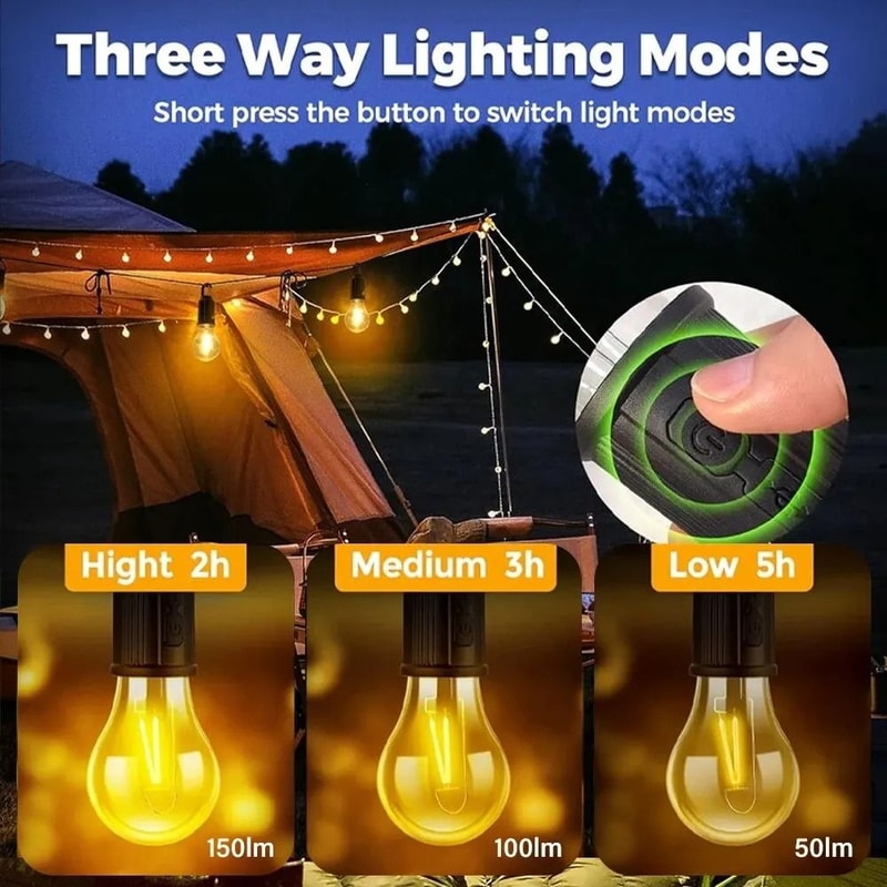 Portable Hanging LED Camping Lantern USB Rechargeable Outdoor Emergency Light 2