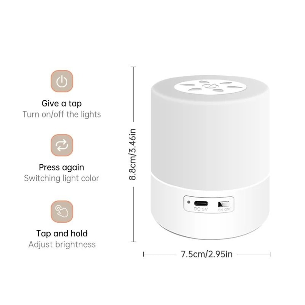 Gentle Touch Ambient Night Light Dimmable Rechargeable Bedside Lamp 6