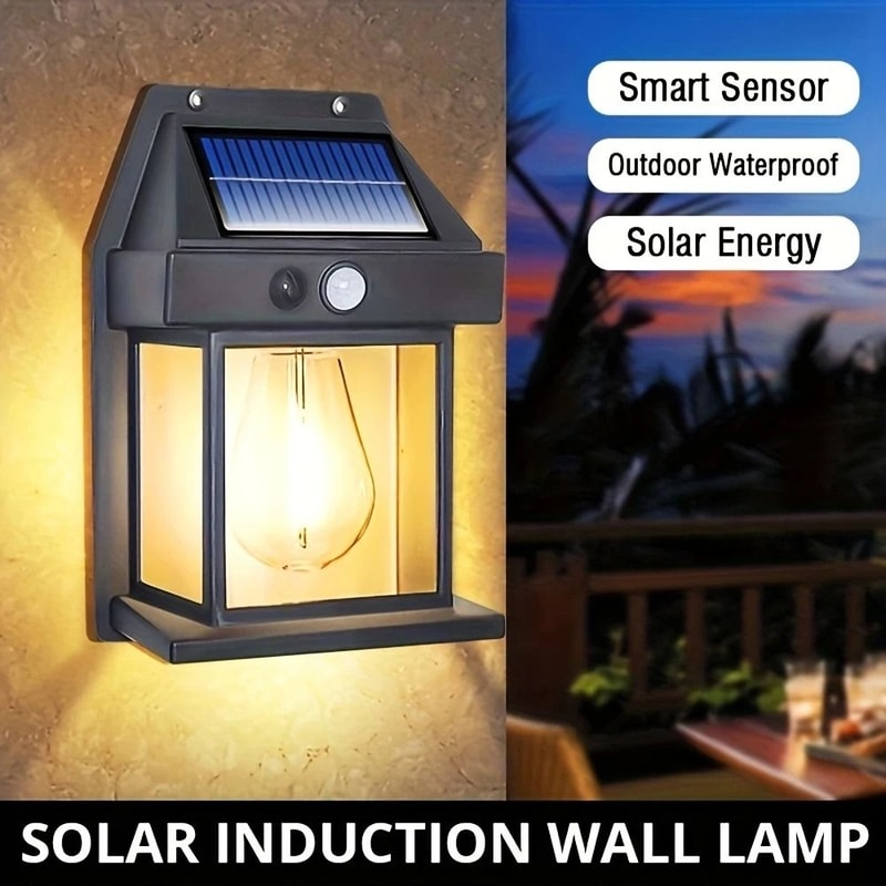 Vintage Solar Tungsten Wall Light Weatherproof Motion Sensor Safety Lamp 1
