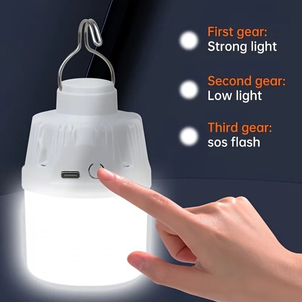 Portable Retro Camping Bulb USB Rechargeable LED Hanging Lantern 2