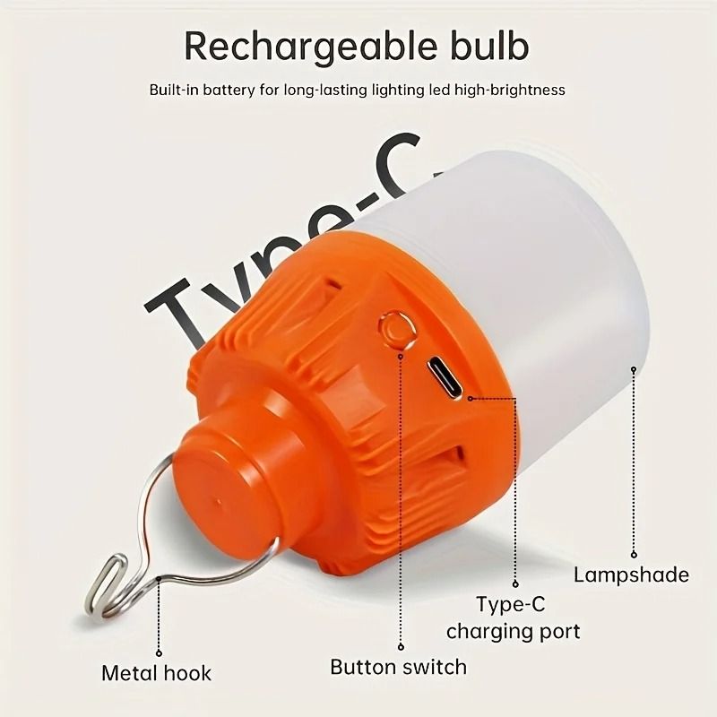 Portable Retro Camping Bulb USB Rechargeable LED Hanging Lantern 3