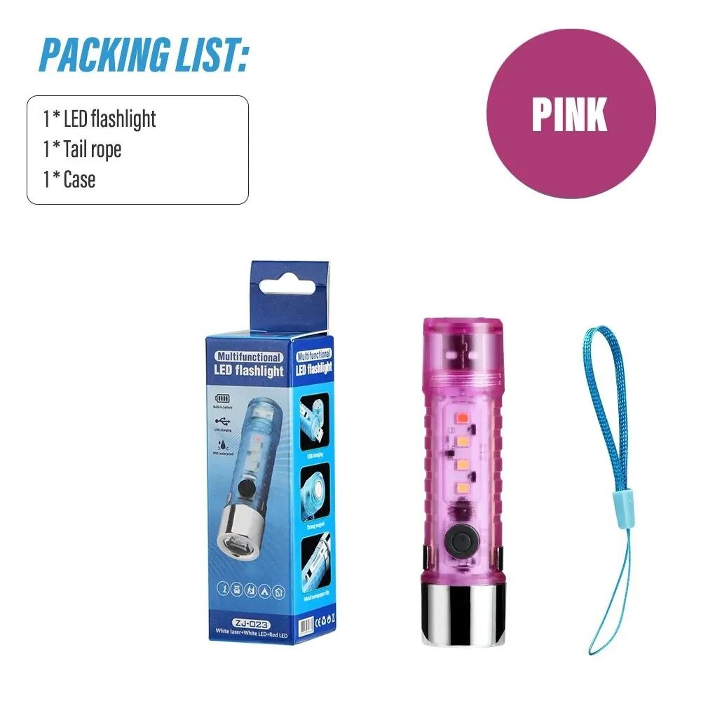 MultiFunctional Tactical Mini Flashlight Magnetic USB Rechargeable Camping Light 9