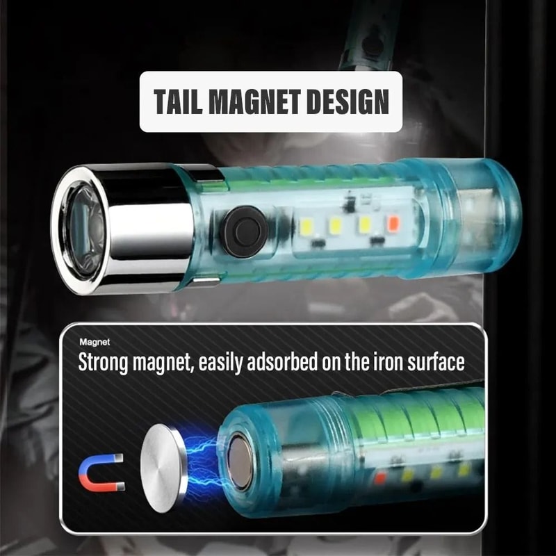 MultiFunctional Tactical Mini Flashlight Magnetic USB Rechargeable Camping Light 2