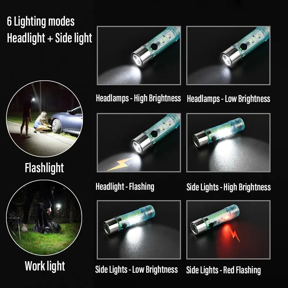 MultiFunctional Tactical Mini Flashlight Magnetic USB Rechargeable Camping Light 5