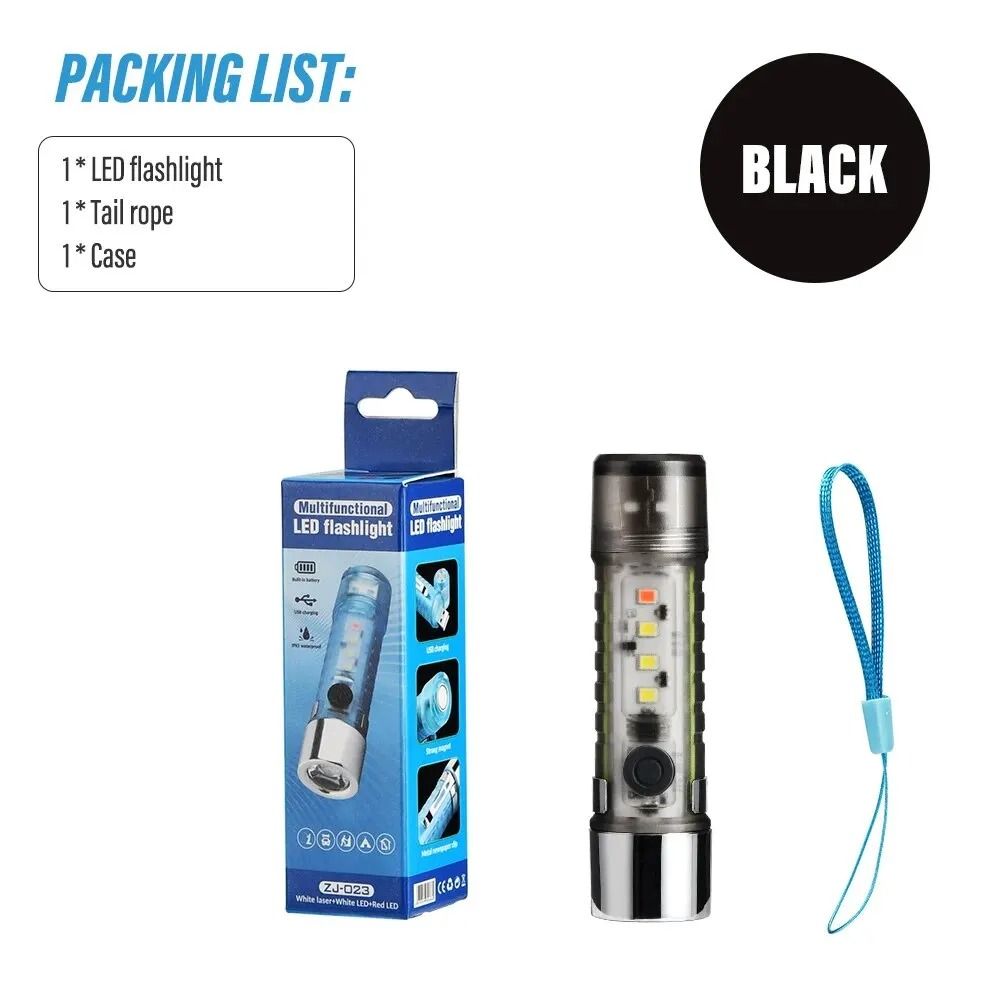 MultiFunctional Tactical Mini Flashlight Magnetic USB Rechargeable Camping Light 7