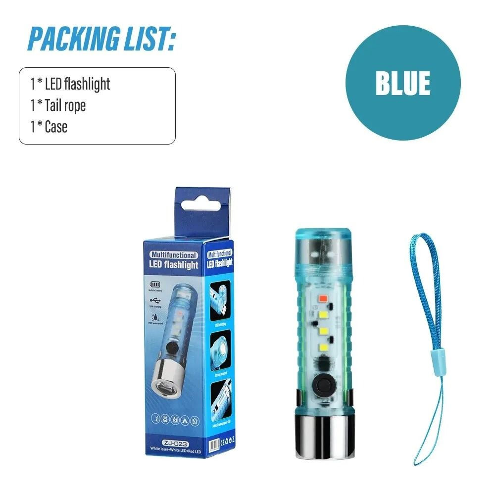 MultiFunctional Tactical Mini Flashlight Magnetic USB Rechargeable Camping Light 8