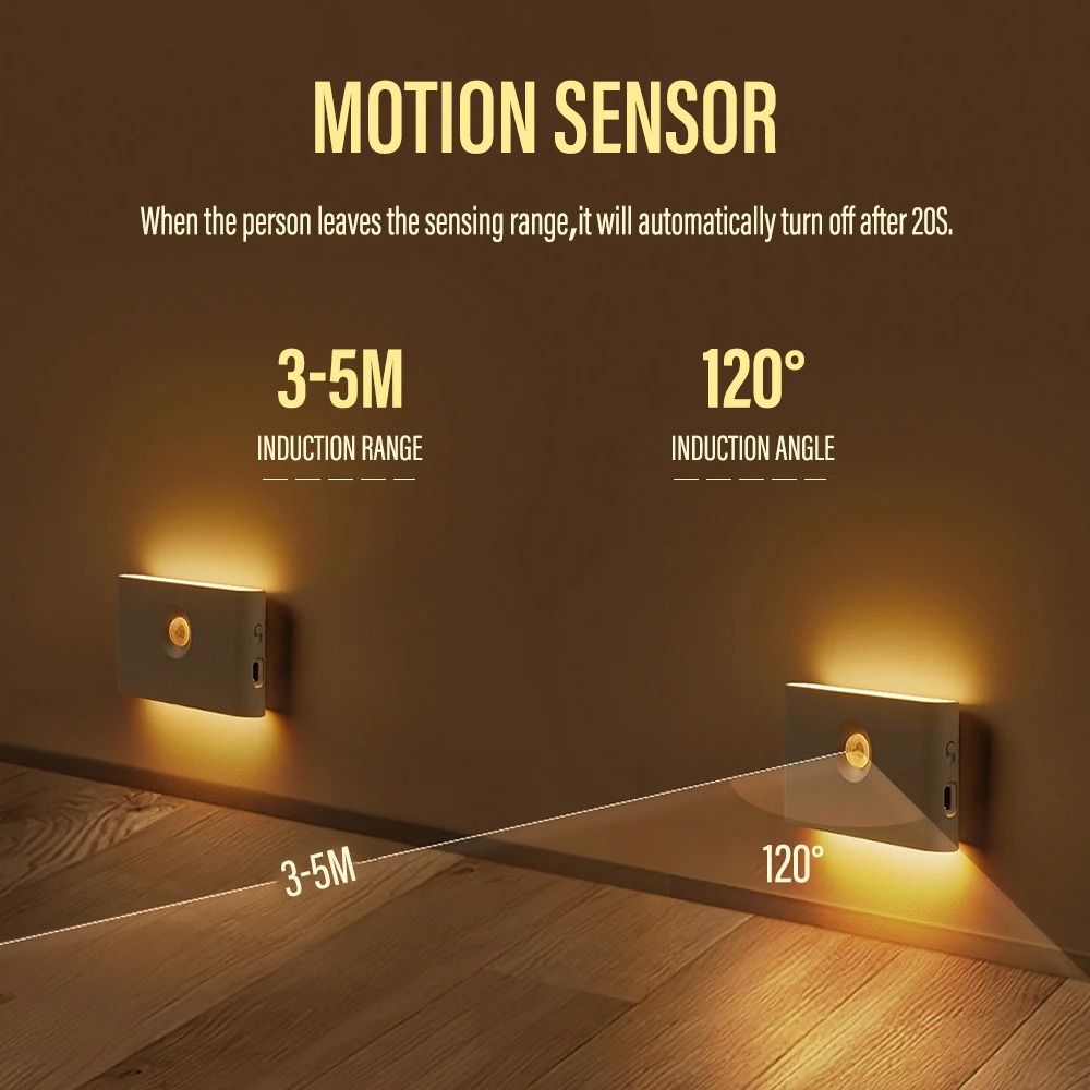 Smart Motion Sensor Night Light Wireless Rechargeable Home Safety Lamp 2