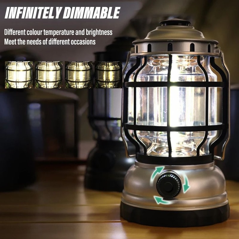 Vintage Dimmable LED Camping Lantern HighOutput Portable Outdoor Searchlight 5
