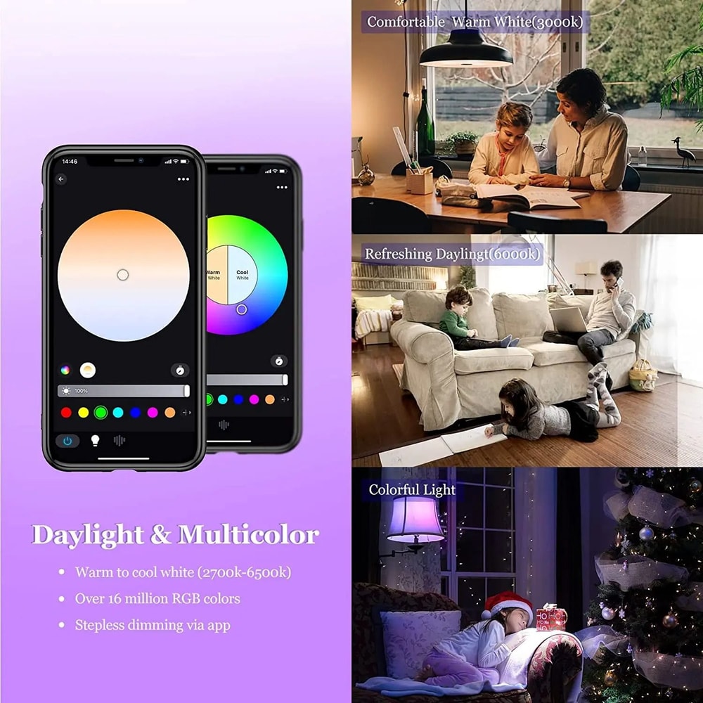 Atmospheric Smart RGB LED Bulb WiFi Bluetooth Color Changing Home Lighting 2