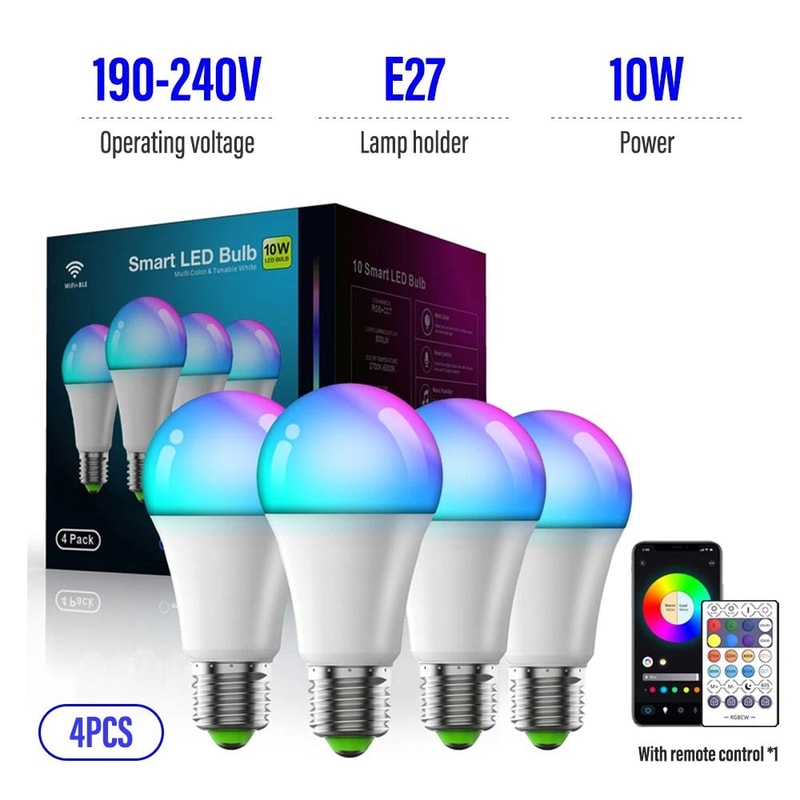 Atmospheric Smart RGB LED Bulb WiFi Bluetooth Color Changing Home Lighting 10
