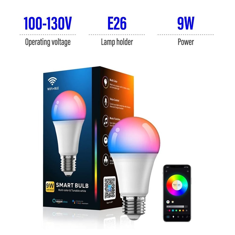 Atmospheric Smart RGB LED Bulb WiFi Bluetooth Color Changing Home Lighting 7