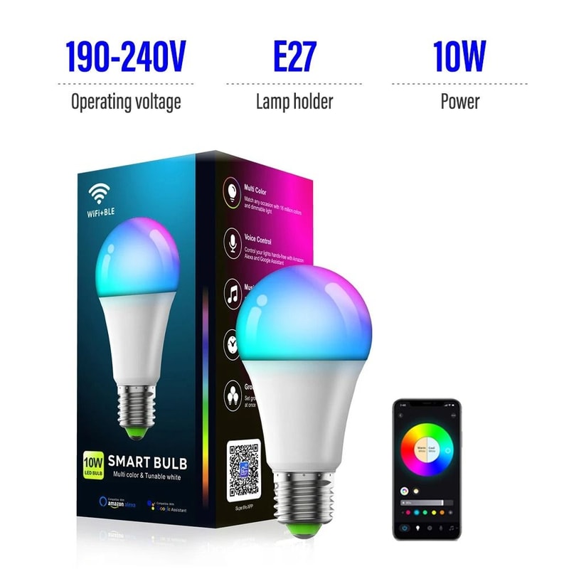 Atmospheric Smart RGB LED Bulb WiFi Bluetooth Color Changing Home Lighting 8