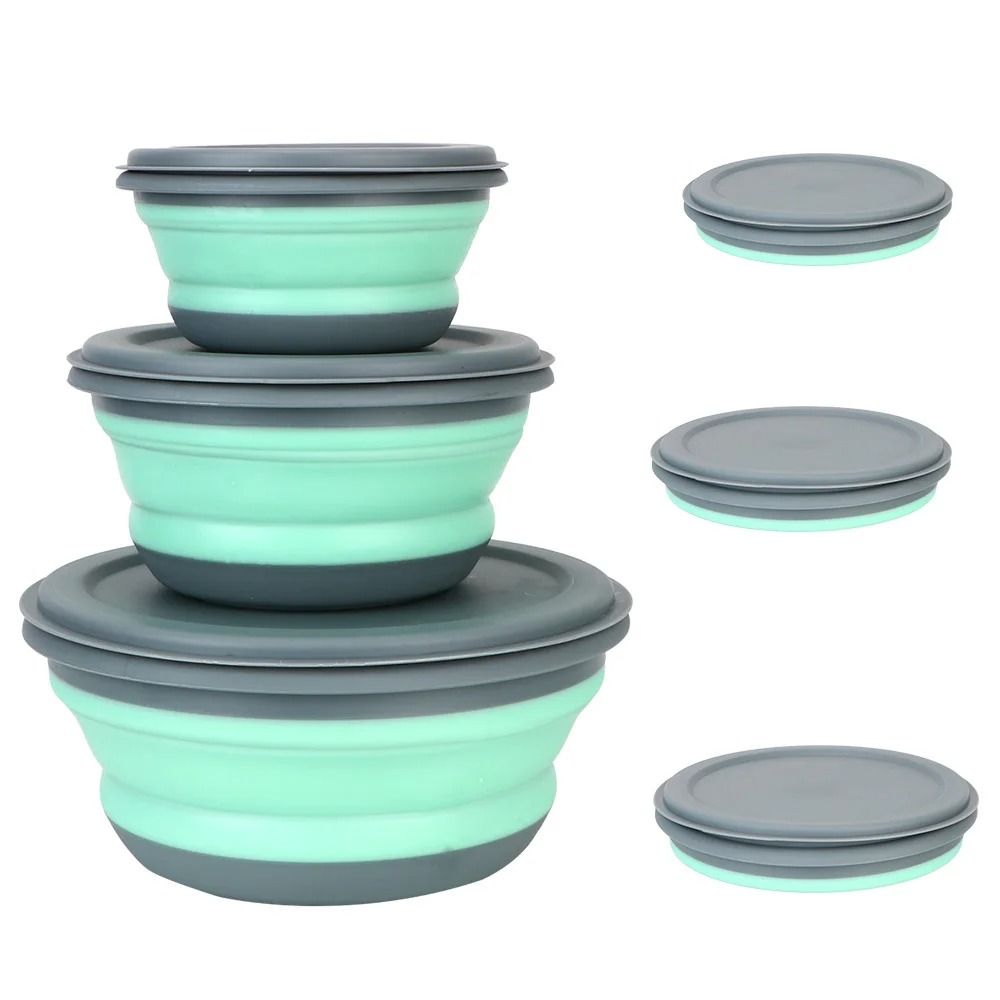 3Piece SpaceSaving Collapsible Bowl Set Airtight Portable Food Storage 2
