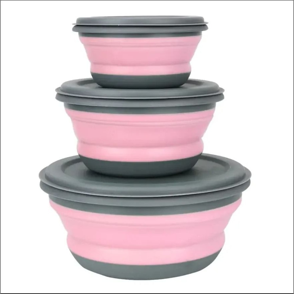 3Piece SpaceSaving Collapsible Bowl Set Airtight Portable Food Storage 7