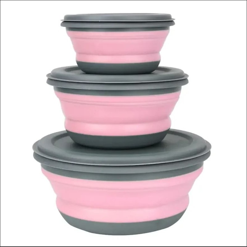 3Piece SpaceSaving Collapsible Bowl Set Airtight Portable Food Storage 7