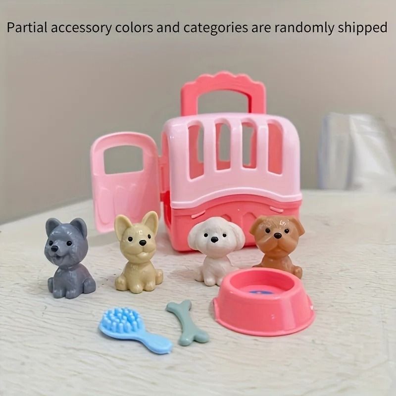 8Piece Puppy Family Play Set Miniature Pet Basket Dog Doll Collection 7