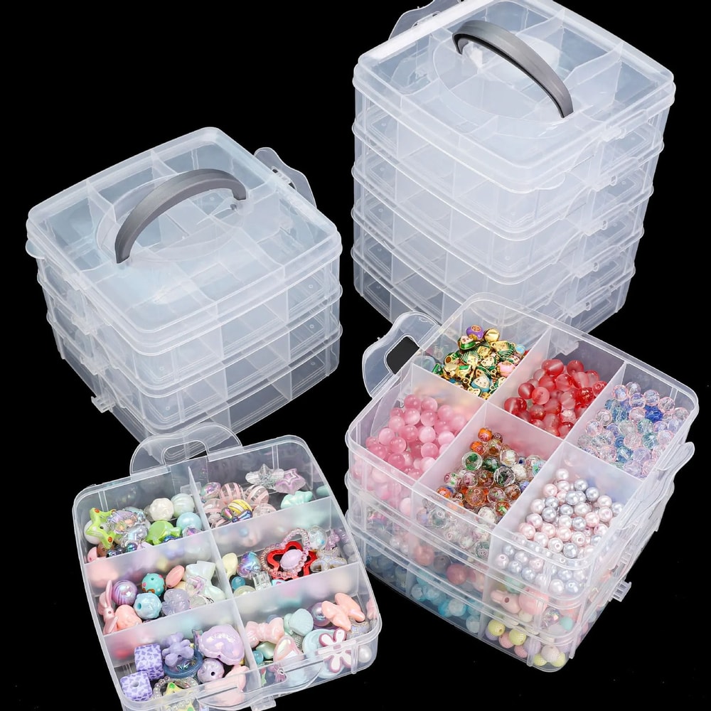 3Layer 18Grid Modular Storage Organizer Stackable Transparent Case For Jewelry Toys 1