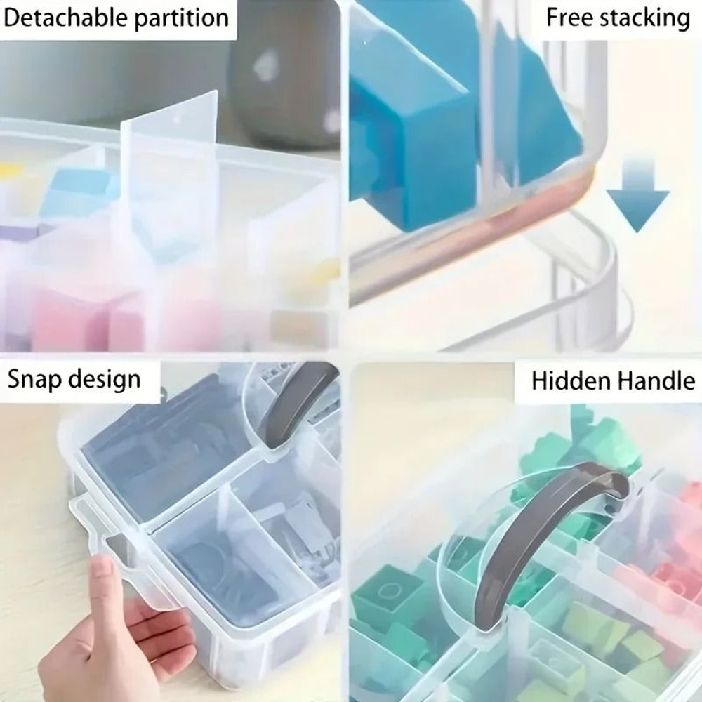 3Layer 18Grid Modular Storage Organizer Stackable Transparent Case For Jewelry Toys 4