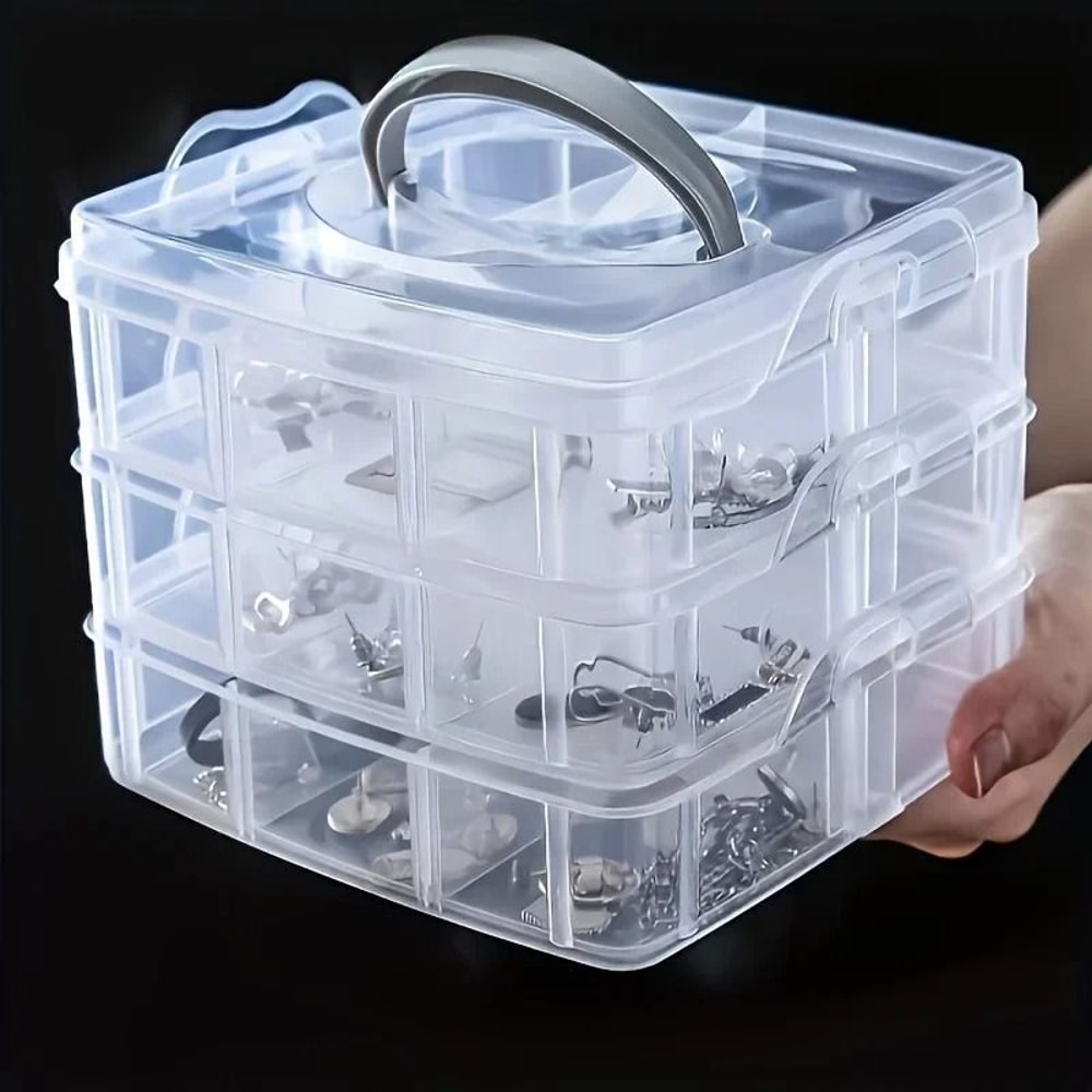 3Layer 18Grid Modular Storage Organizer Stackable Transparent Case For Jewelry Toys 6