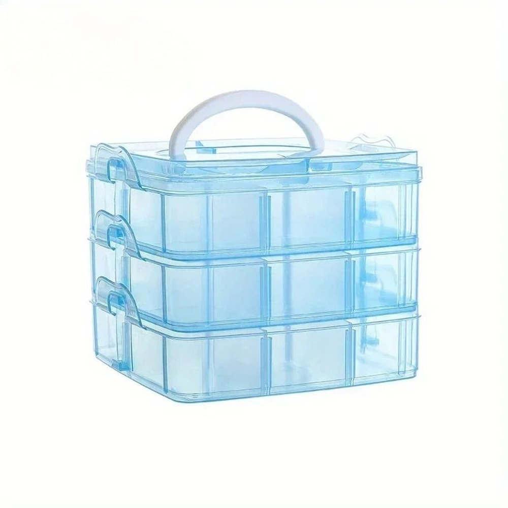 3Layer 18Grid Modular Storage Organizer Stackable Transparent Case For Jewelry Toys 8