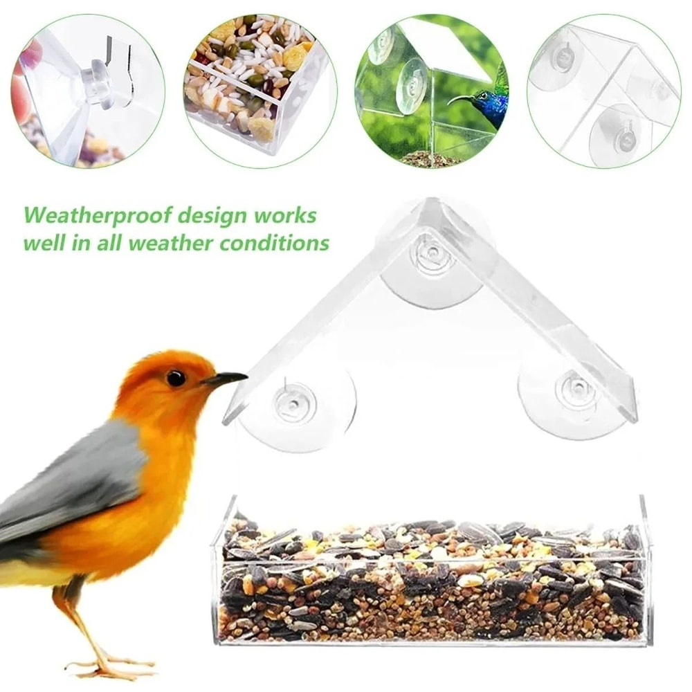 Crystal Clear Window Bird Feeder HouseStyle Outdoor Bird Watcher For Garden Patio 3