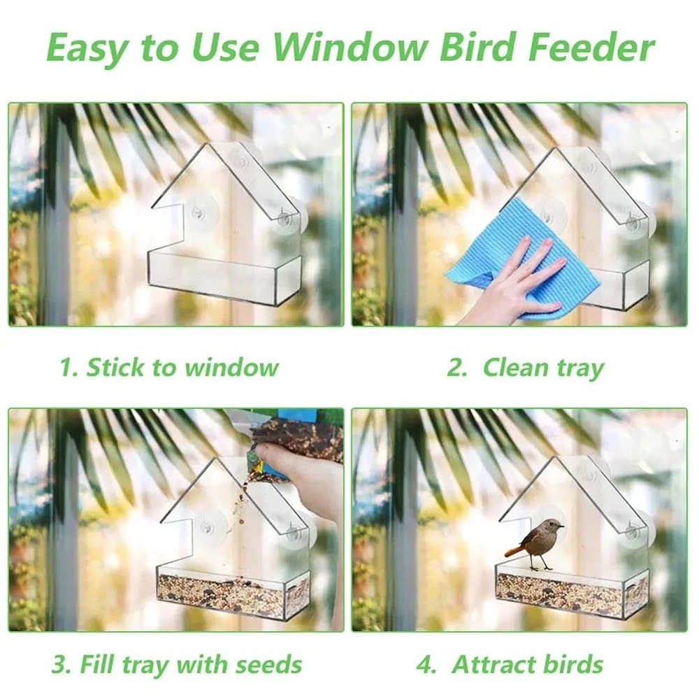 Crystal Clear Window Bird Feeder HouseStyle Outdoor Bird Watcher For Garden Patio 6