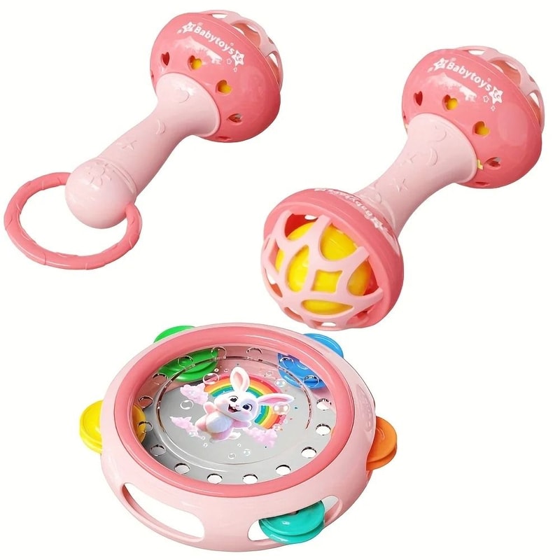 Animal Friends Sensory Hand Drum Interactive Musical Rattle For Infants Toddlers 4